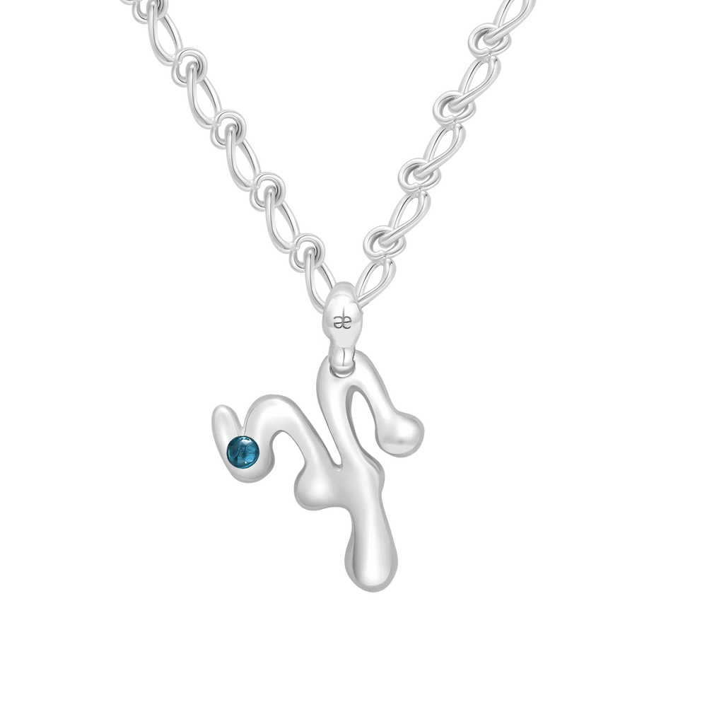 Aries Aquamarine Pendant on Eclipse Necklace