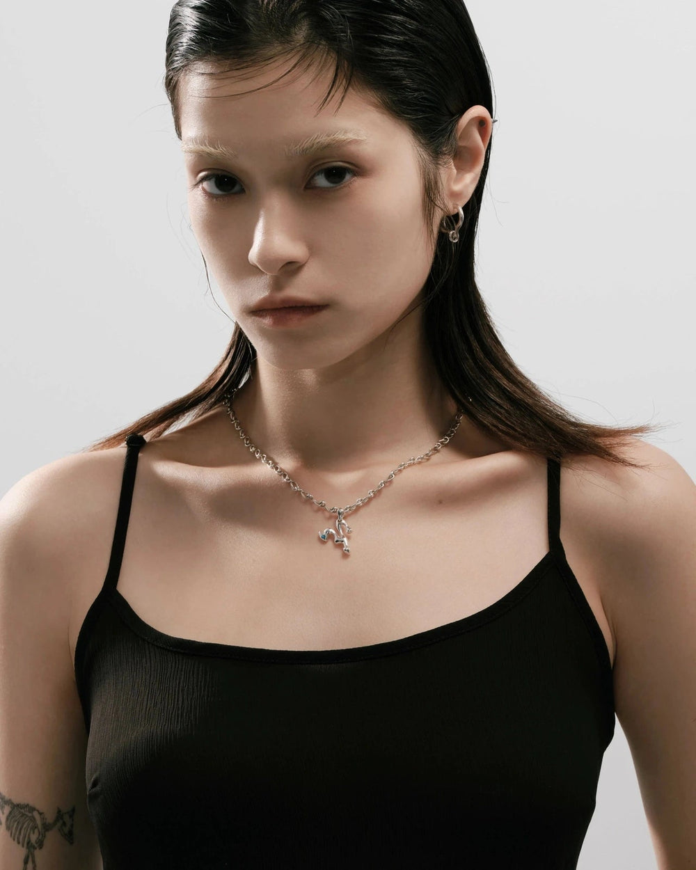 Aries Aquamarine Pendant on Eclipse Necklace