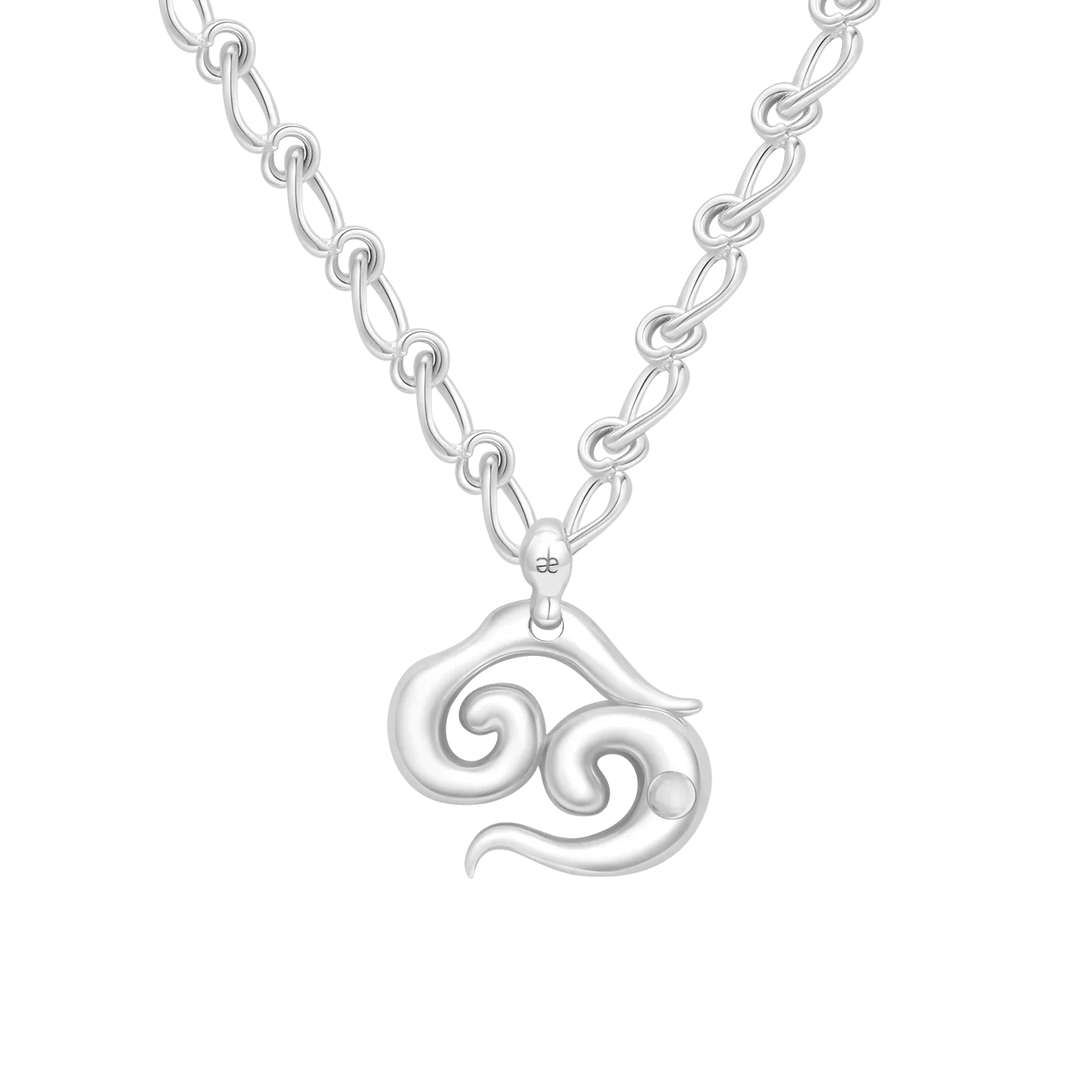 Cancer Moonstone Pendant on Eclipse Necklace - Graedance - Neck
