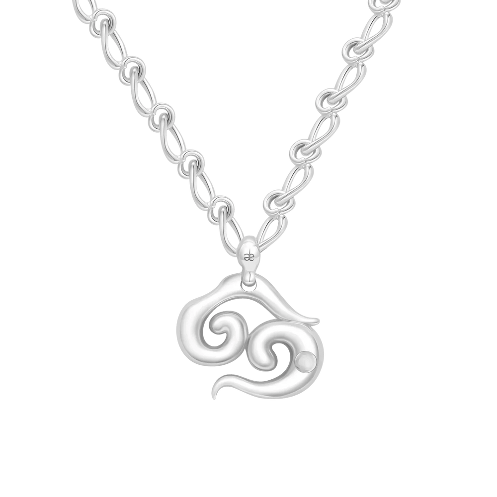 Cancer Moonstone Pendant on Eclipse Necklace