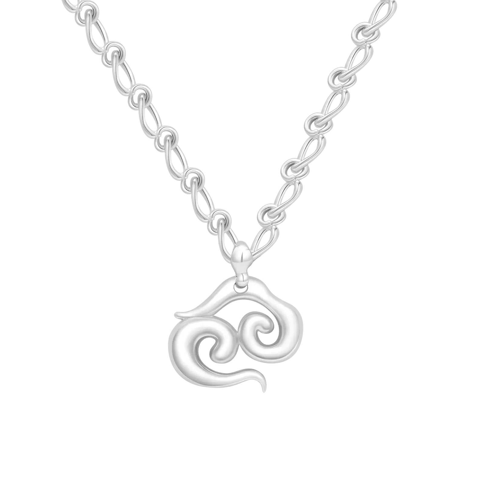 Cancer Moonstone Pendant on Eclipse Necklace - Graedance - Neck