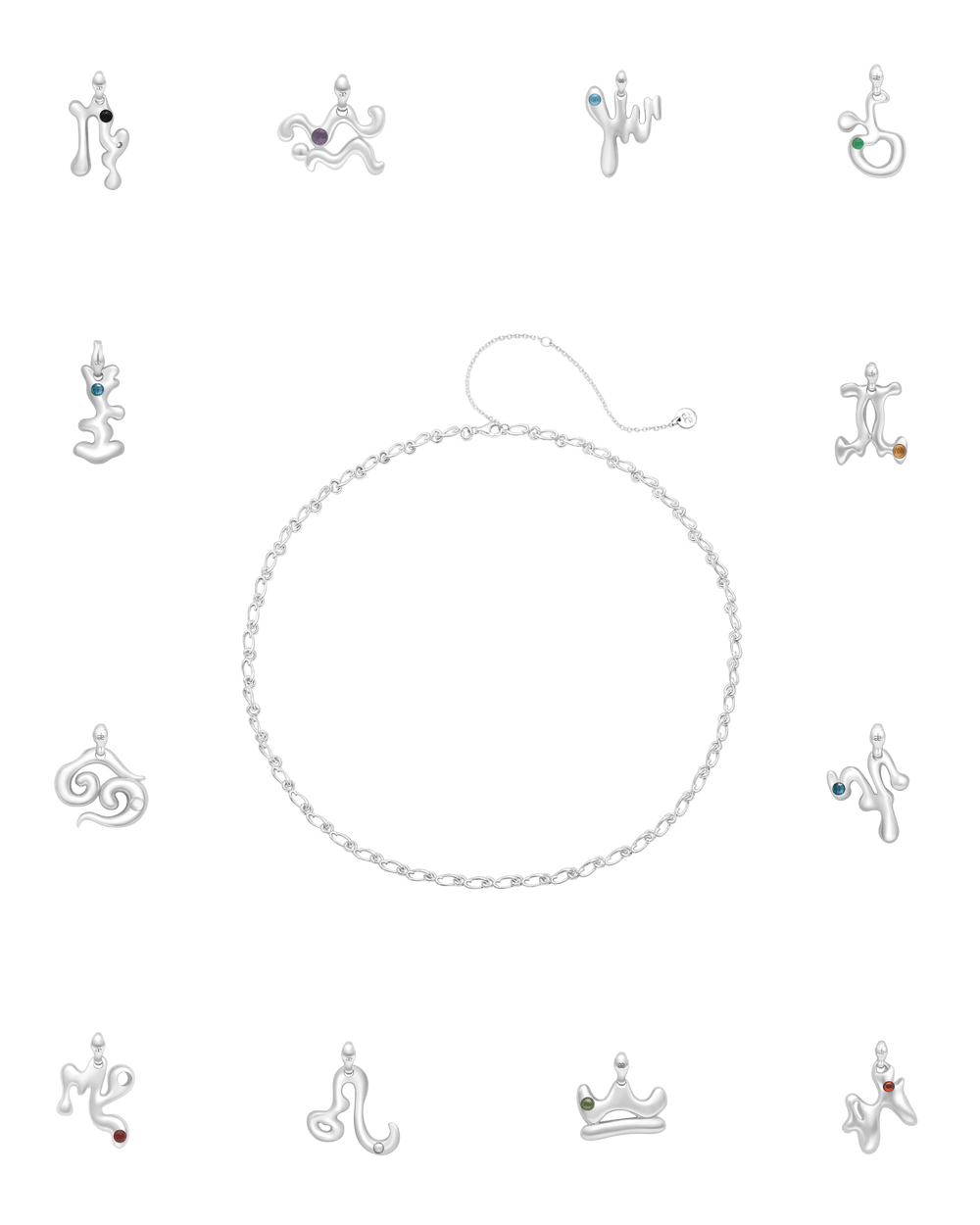 Eclipse Chain with 12 Zodiac Pendants Set