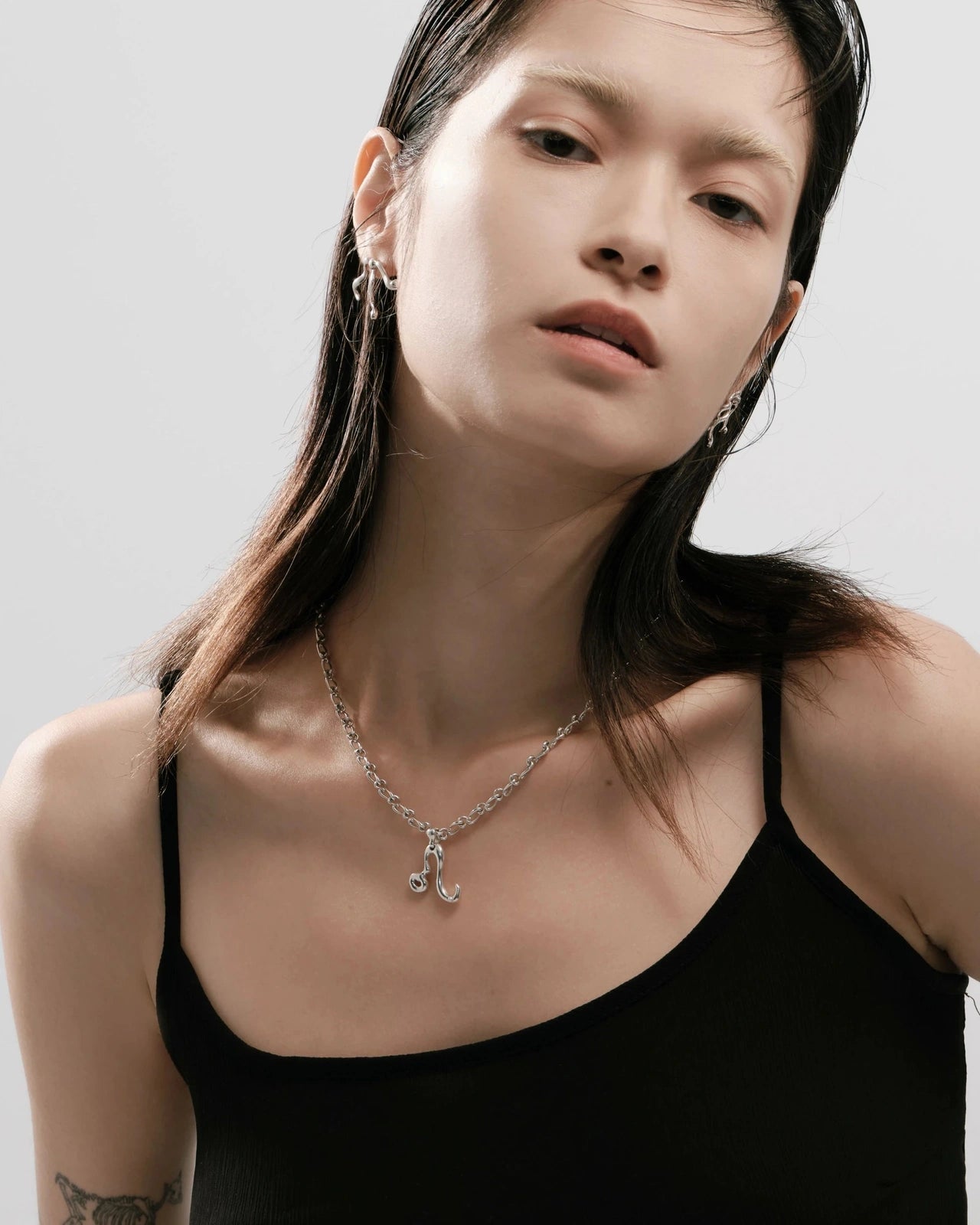 Leo Pearl Pendant on Eclipse Necklace - Graedance - Neck