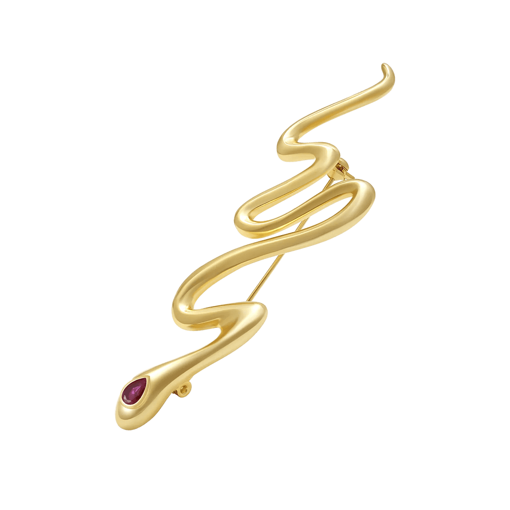 Slither Ruby Brooch in Gold