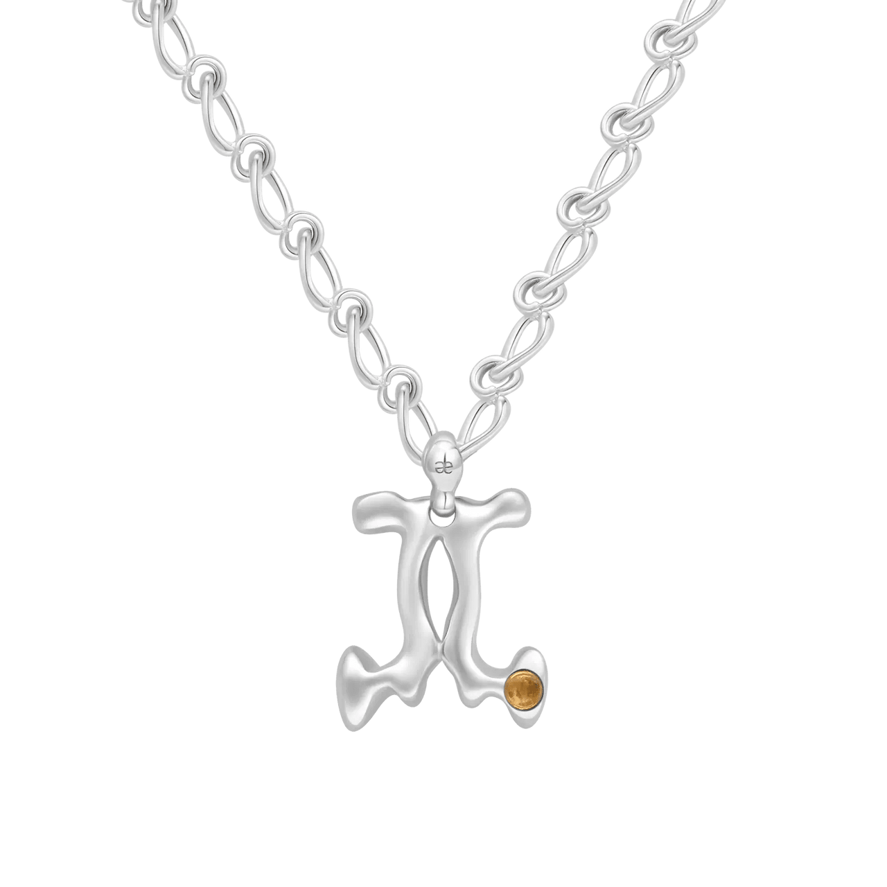 Gemini Gemstone Pendant on Eclipse Necklace