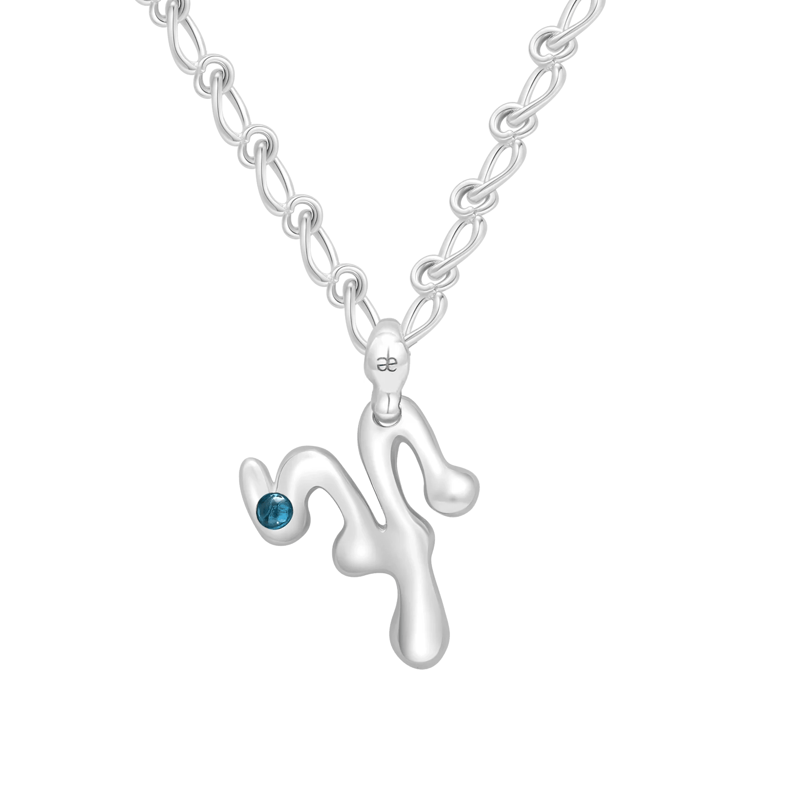 Aries Aquamarine Pendant on Eclipse Necklace - Graedance - Neck