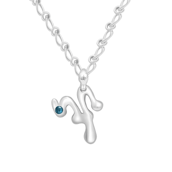 Aries Aquamarine Pendant on Eclipse Necklace - Graedance - Neck