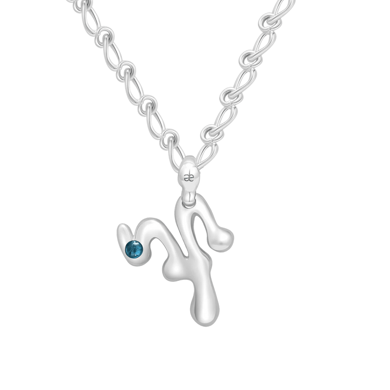 Aries Aquamarine Pendant on Eclipse Necklace - Graedance