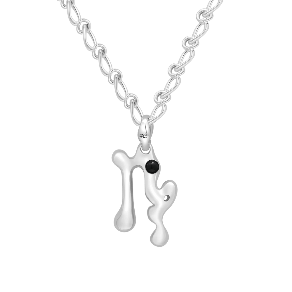 Capricorn Black Onyx Pendant on Eclipse Necklace
