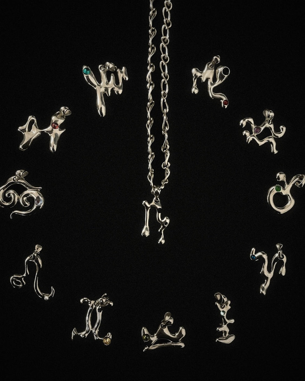 Eclipse Chain with 12 Zodiac Pendants Set