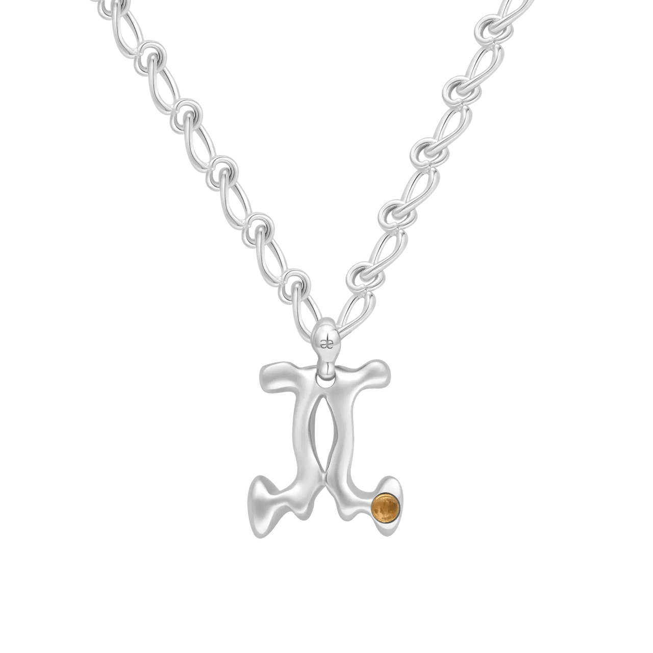 Gemini Citrine Pendant on Eclipse Necklace - Graedance - Neck