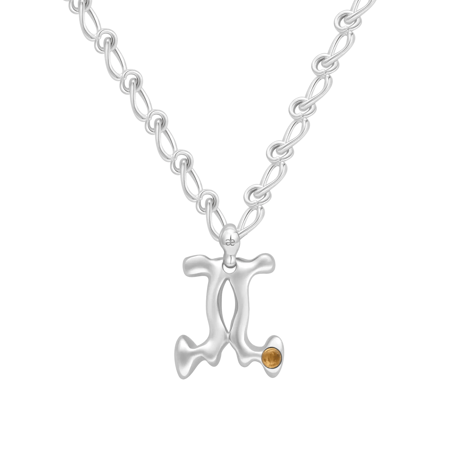 Gemini Citrine Pendant on Eclipse Necklace - Graedance - Neck