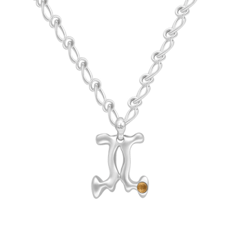 Gemini Citrine Pendant on Eclipse Necklace - Graedance - Neck