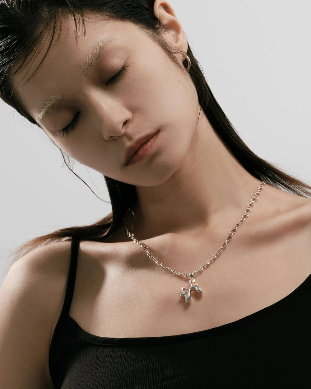 Pisces Garnet Pendant on Eclipse Necklace