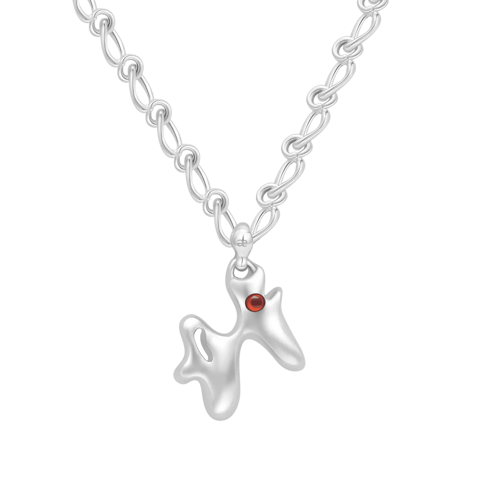Pisces Garnet Pendant on Eclipse Necklace