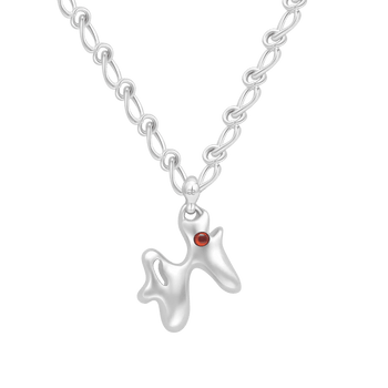 Pisces Garnet Pendant on Eclipse Necklace - Graedance - Neck