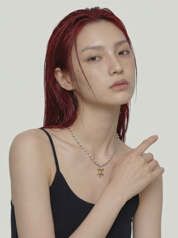 Astra Dawn Necklace on Rice Chain
