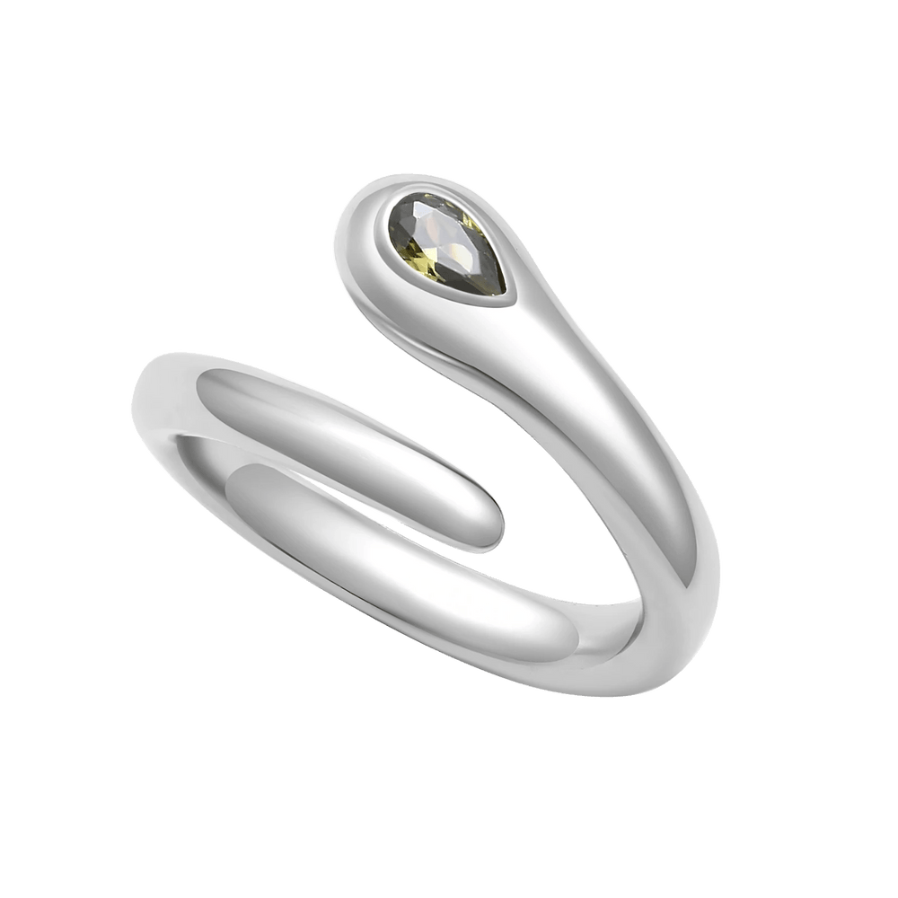 Serocul Cross Peridot Ring in Silver