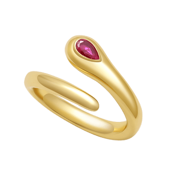 Serocul Cross Ruby Ring in 18K Gold - Graedance - Finger