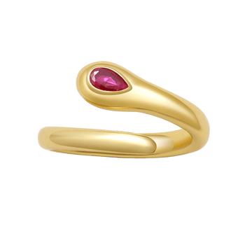 Serocul Cross Ruby Ring in 18K Gold - Graedance - Finger